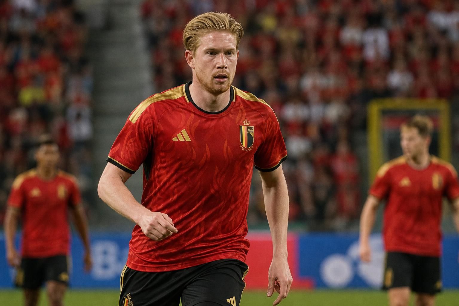 Kevin De Bruyne in actie op het middenveld bij de Rode Duivels
