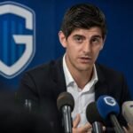 Thibaut Courtois bij een persmoment rond zijn samenwerking met KRC Genk