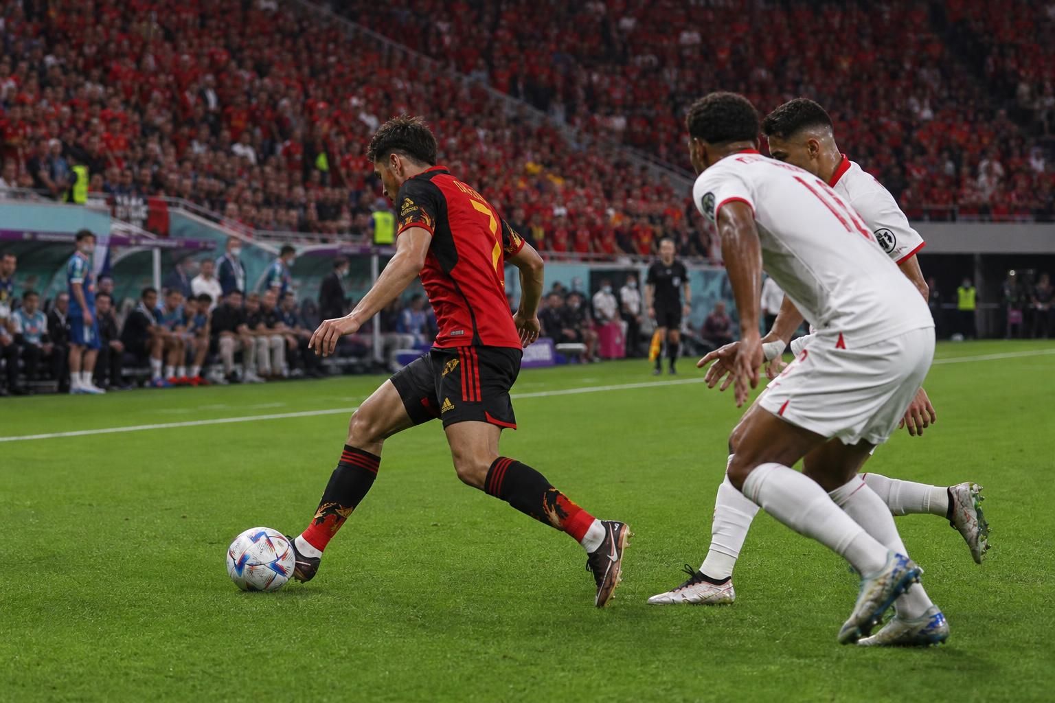 Rode Duivels vieren tijdens een wedstrijd in aanloop naar het WK