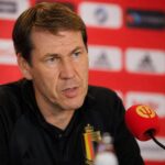 Rudi Garcia tijdens een persmoment van de Rode Duivels