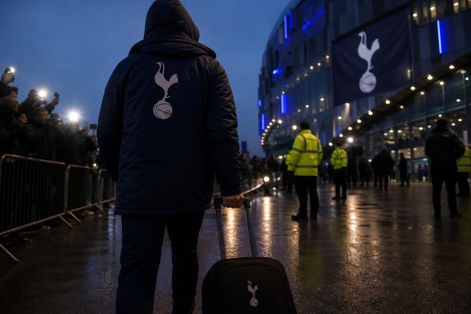 Transfercontext rond Tottenham Hotspur met stadionomgeving zonder herkenbare gezichten