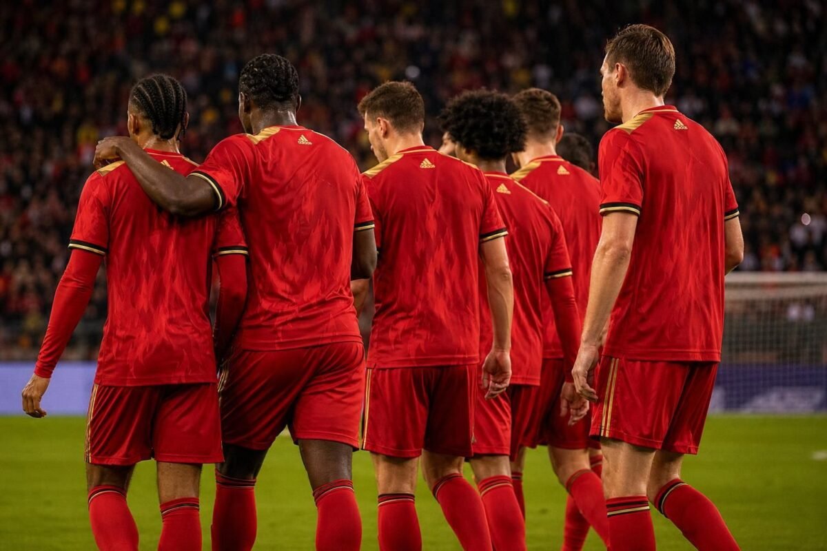 Brandon Mechele bij de Rode Duivels tijdens de wedstrijd tegen Tunesië