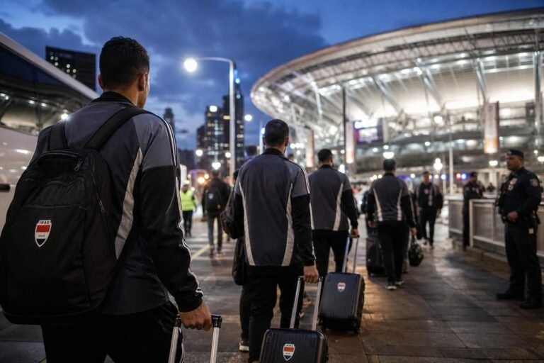 Gespannen aankomstsfeer rond de Iraakse nationale ploeg voor het WK in Chicago