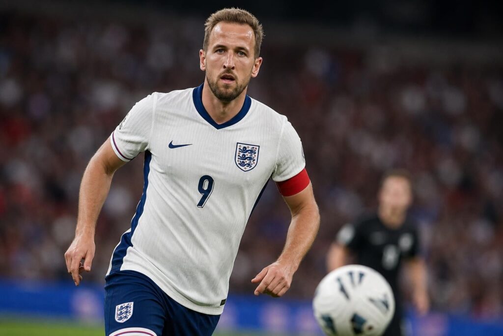 harry-kane-engeland-nieuw-zeeland-rode-duivels-wk-test Harry Kane in actie tijdens de Engelse WK-voorbereidingswedstrijd tegen Nieuw-Zeeland