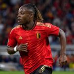 Jérémy Doku in actie tijdens een wedstrijd in aanloop naar het WK.