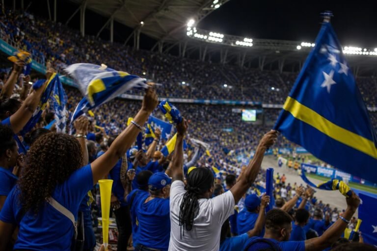 Curaçaose supporters vieren de WK-uitzwaai in een vol stadion zonder herkenbare gezichten