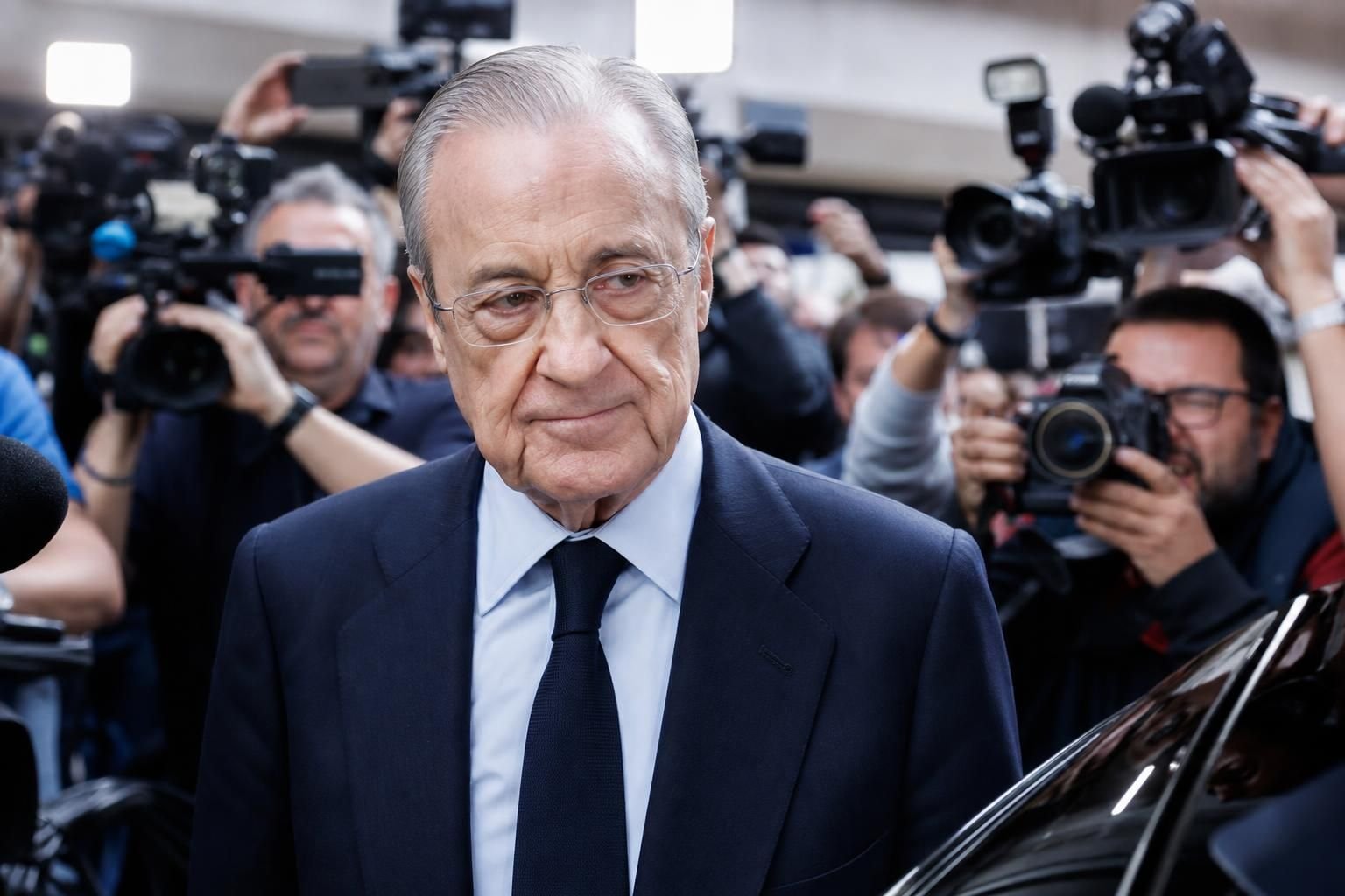 Florentino Pérez in een Real Madrid-perscontext na zijn herverkiezing