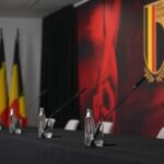 Persmoment van de Rode Duivels tijdens de voorbereiding op het WK