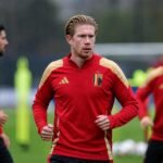 Kevin De Bruyne in trainingscontext bij de Rode Duivels richting WK