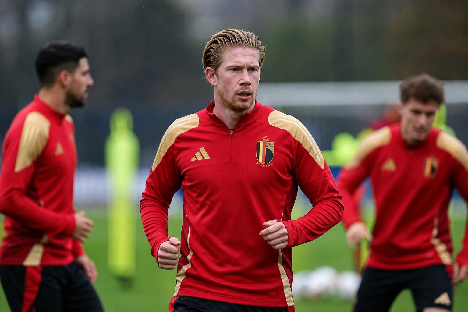 Kevin De Bruyne in trainingscontext bij de Rode Duivels richting WK