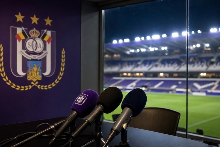 Pressfeer in het Lotto Park rond de zoektocht van RSC Anderlecht naar een nieuwe trainer