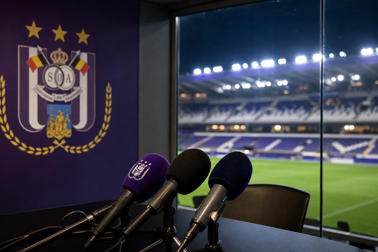 Pressfeer in het Lotto Park rond de zoektocht van RSC Anderlecht naar een nieuwe trainer