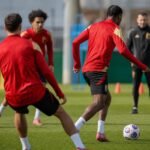 De Rode Duivels tijdens een geconcentreerde WK-voorbereiding op het trainingsveld.