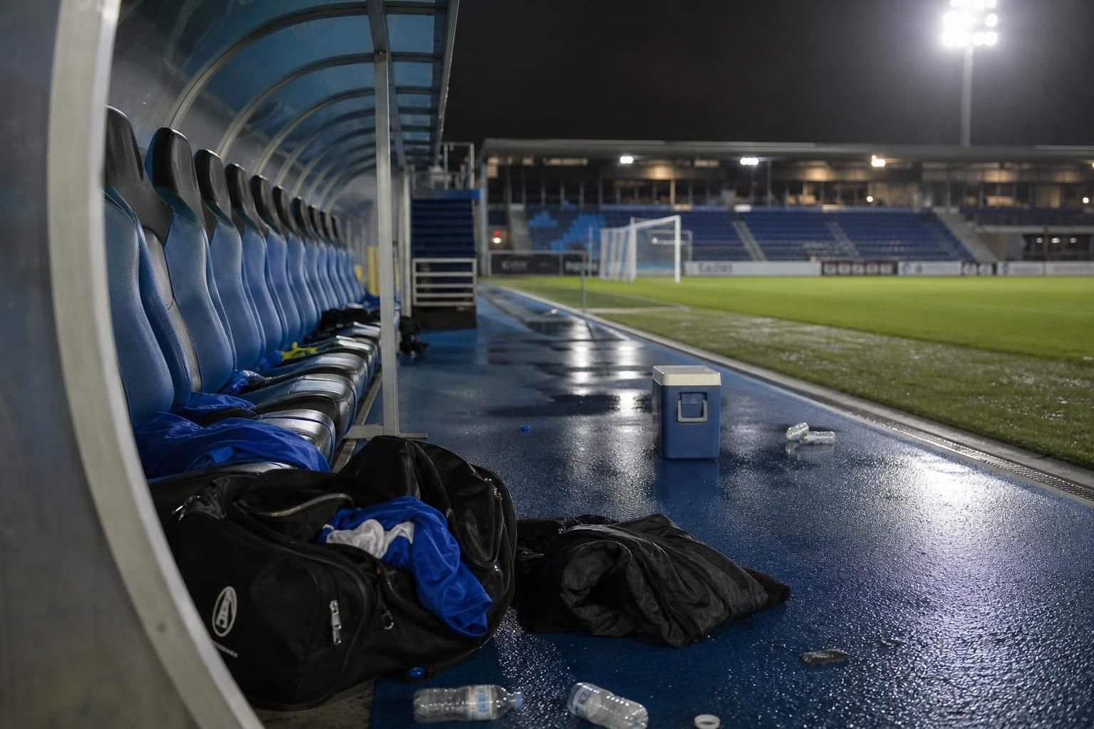 Sfeermoment rond Dender in een stadioncontext na afloop van het seizoen.