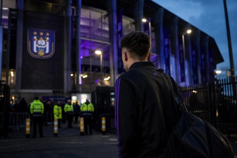 Transfercontext rond RSC Anderlecht bij het stadion zonder herkenbare gezichten