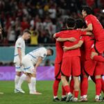 Zuid-Koreaanse spelers vieren een late WK-treffer tegen Tsjechië