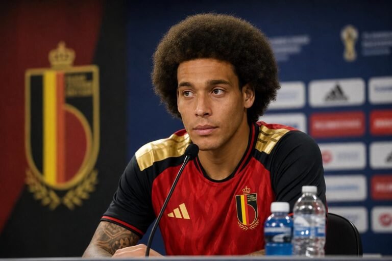 Axel Witsel tijdens een persmoment bij de Rode Duivels