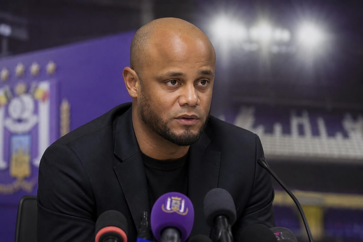 Vincent Kompany tijdens een voetbalpersmoment rond de Neerpede-generatie