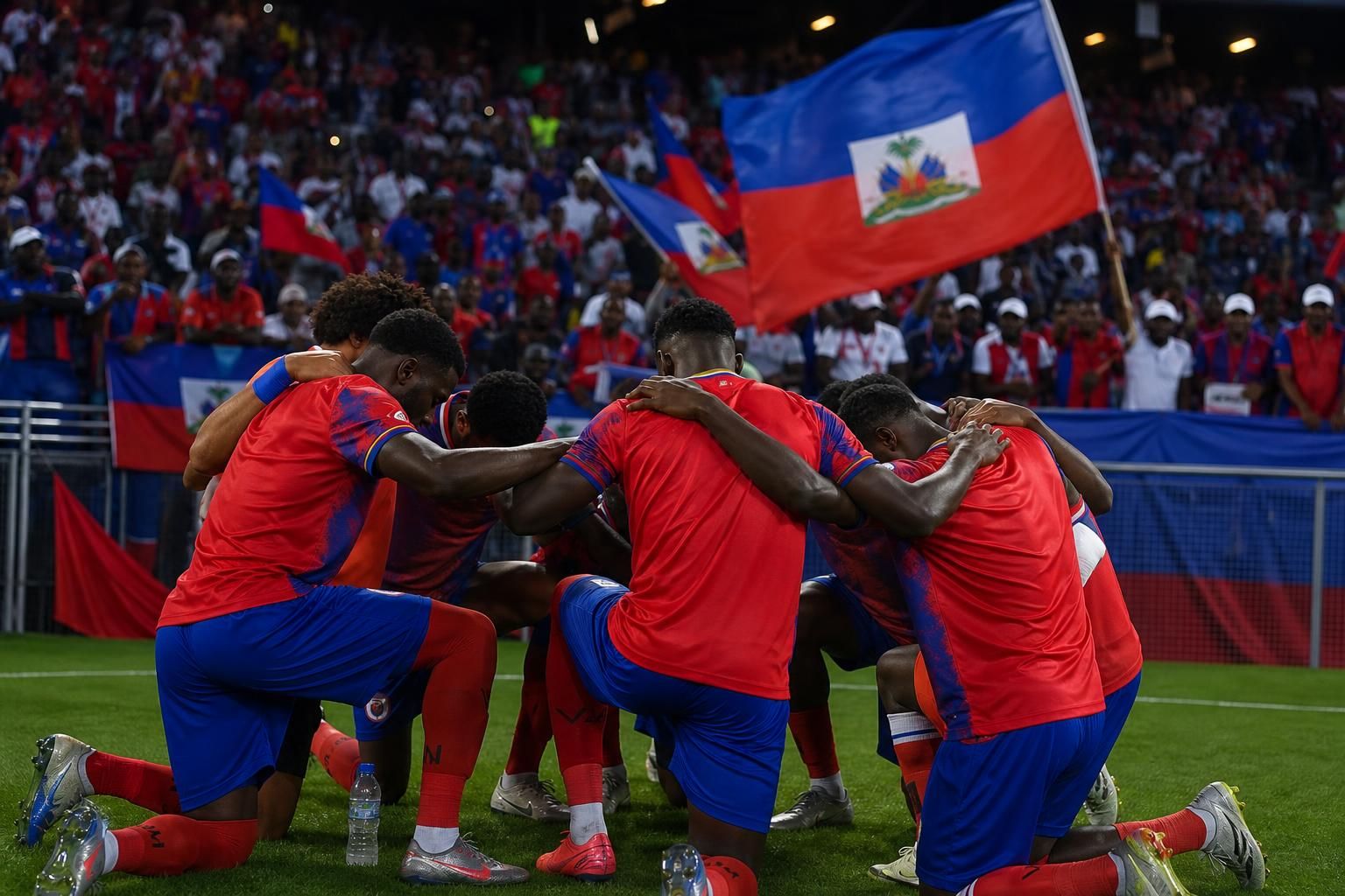 Haïtiaanse voetbalsfeer rond een WK-wedstrijd zonder herkenbare spelers