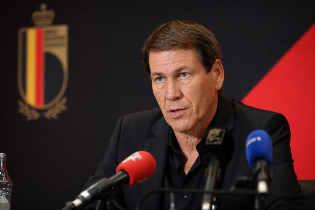 garcia-toekomst-rode-duivels-wk Rudi Garcia tijdens een persmoment bij de Rode Duivels