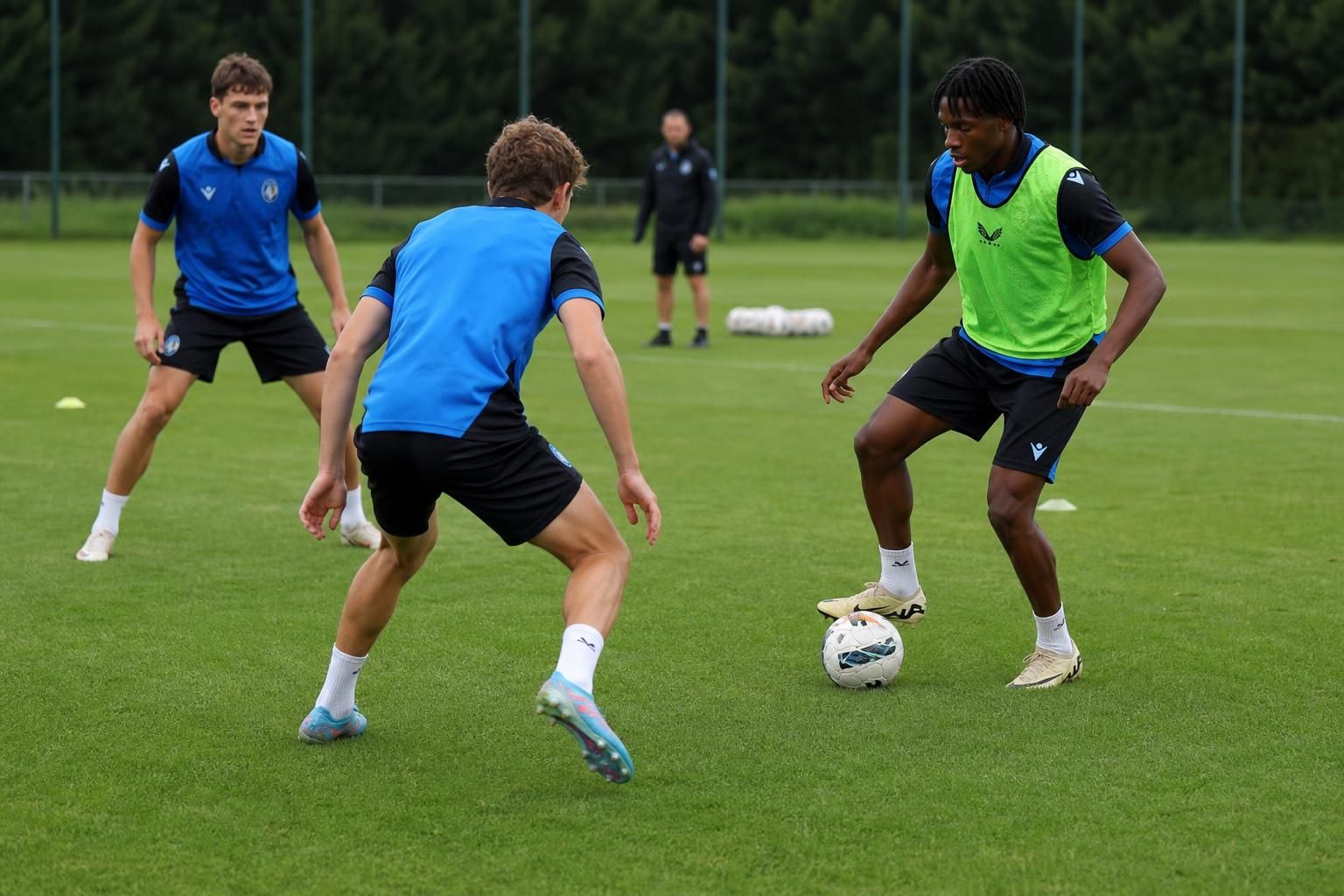 Jonge spelers van Club Brugge tijdens een training zonder herkenbare gezichten