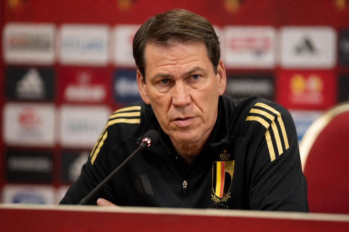 Rudi Garcia tijdens een persmoment van de Rode Duivels