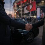 Transferachtige sfeer rond Feyenoord met stadionlichten en geen herkenbare gezichten
