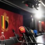 Persmoment in aanloop naar de WK-opener tussen Belgiรซ en Egypte