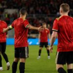 Belgische verdediging in actie tijdens een wedstrijd van de Rode Duivels