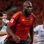 Romelu Lukaku in actie voor de Rode Duivels tijdens een intense interlandcontext