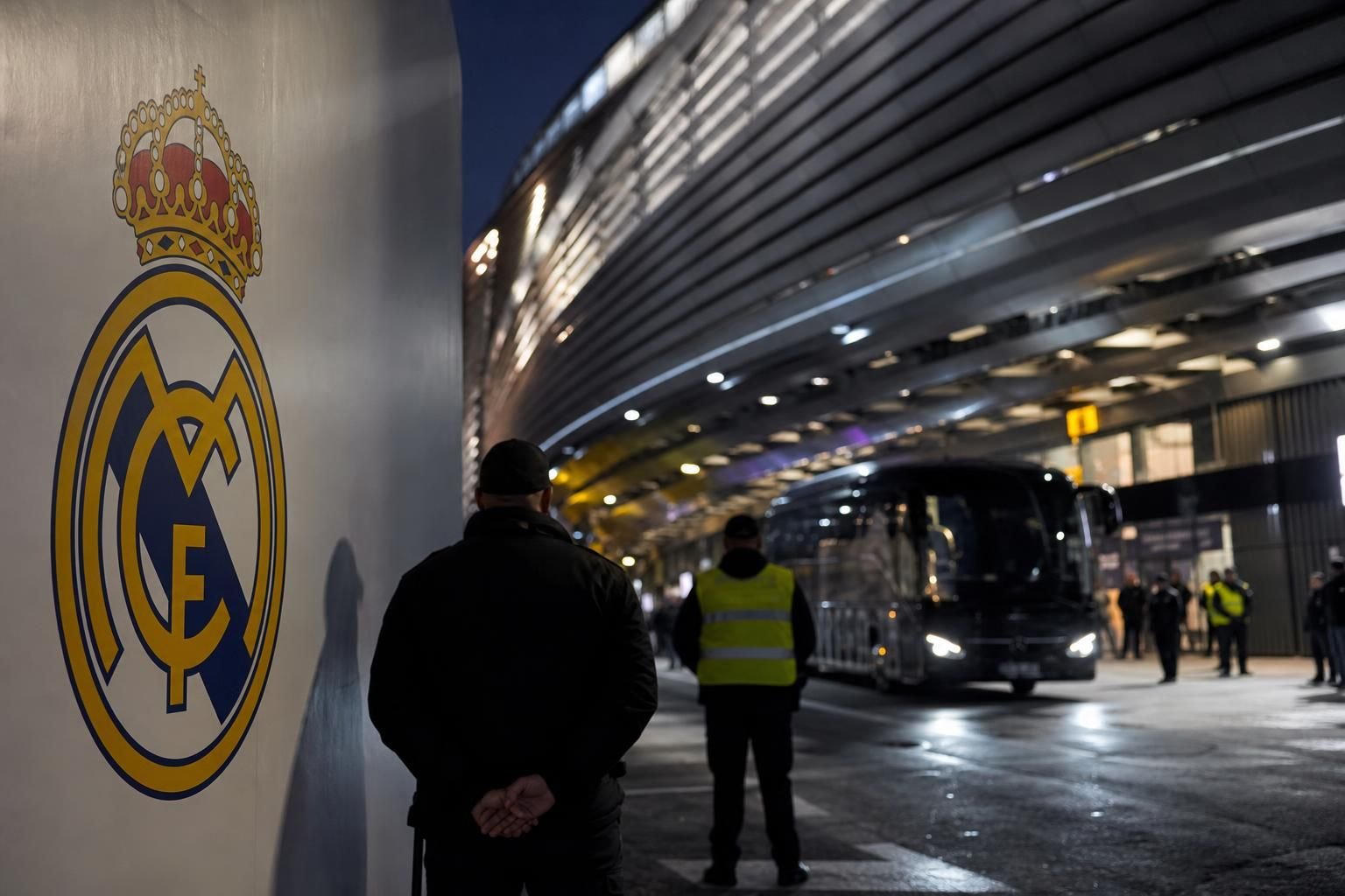 Transferachtige sfeer rond Real Madrid bij een stadionomgeving zonder herkenbare gezichten