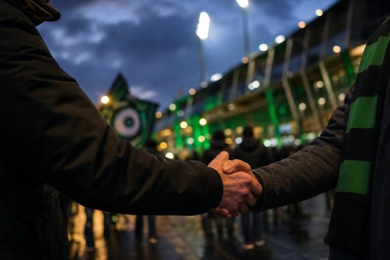 Transfercontext rond Cercle Brugge met groen-zwarte sfeer aan een stadion