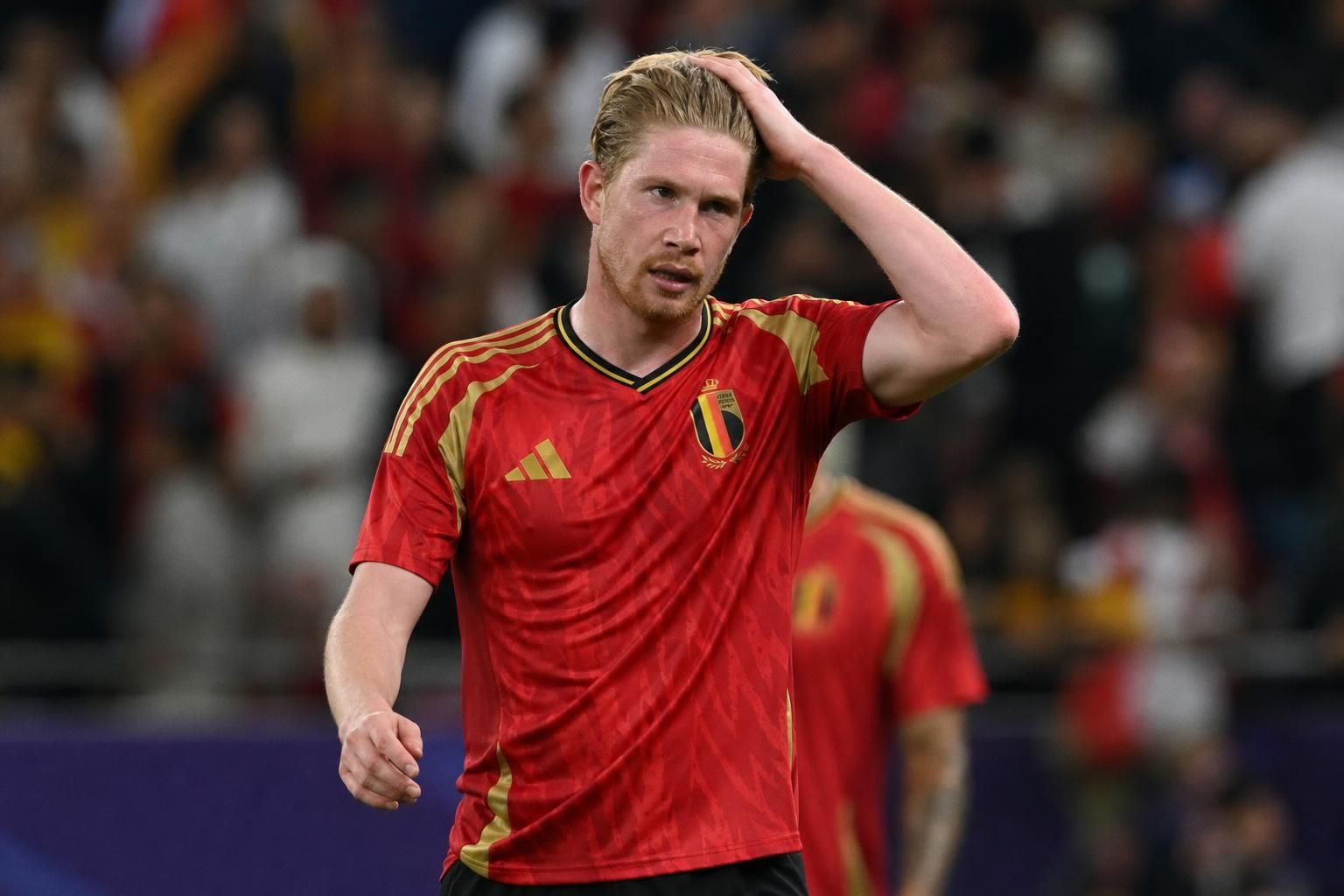 Kevin De Bruyne bij de Rode Duivels tijdens een gespannen WK-moment