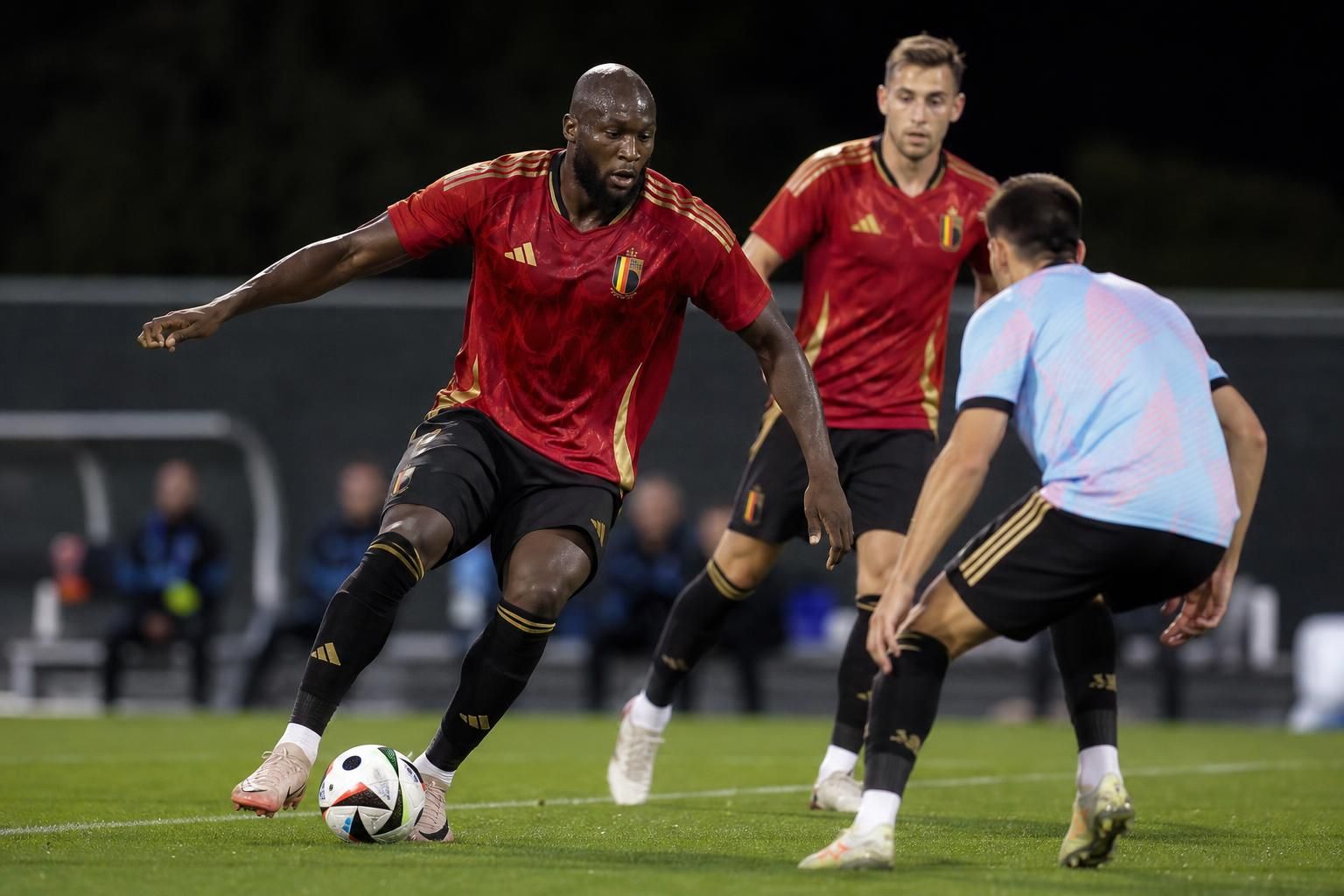 Romelu Lukaku in actie tijdens een wedstrijd van de Rode Duivels