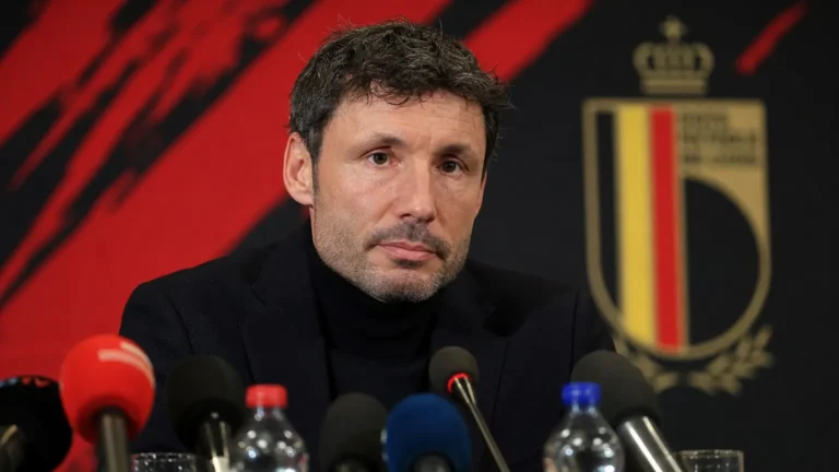 Mark van Bommel bij zijn aanstelling als bondscoach van de Rode Duivels