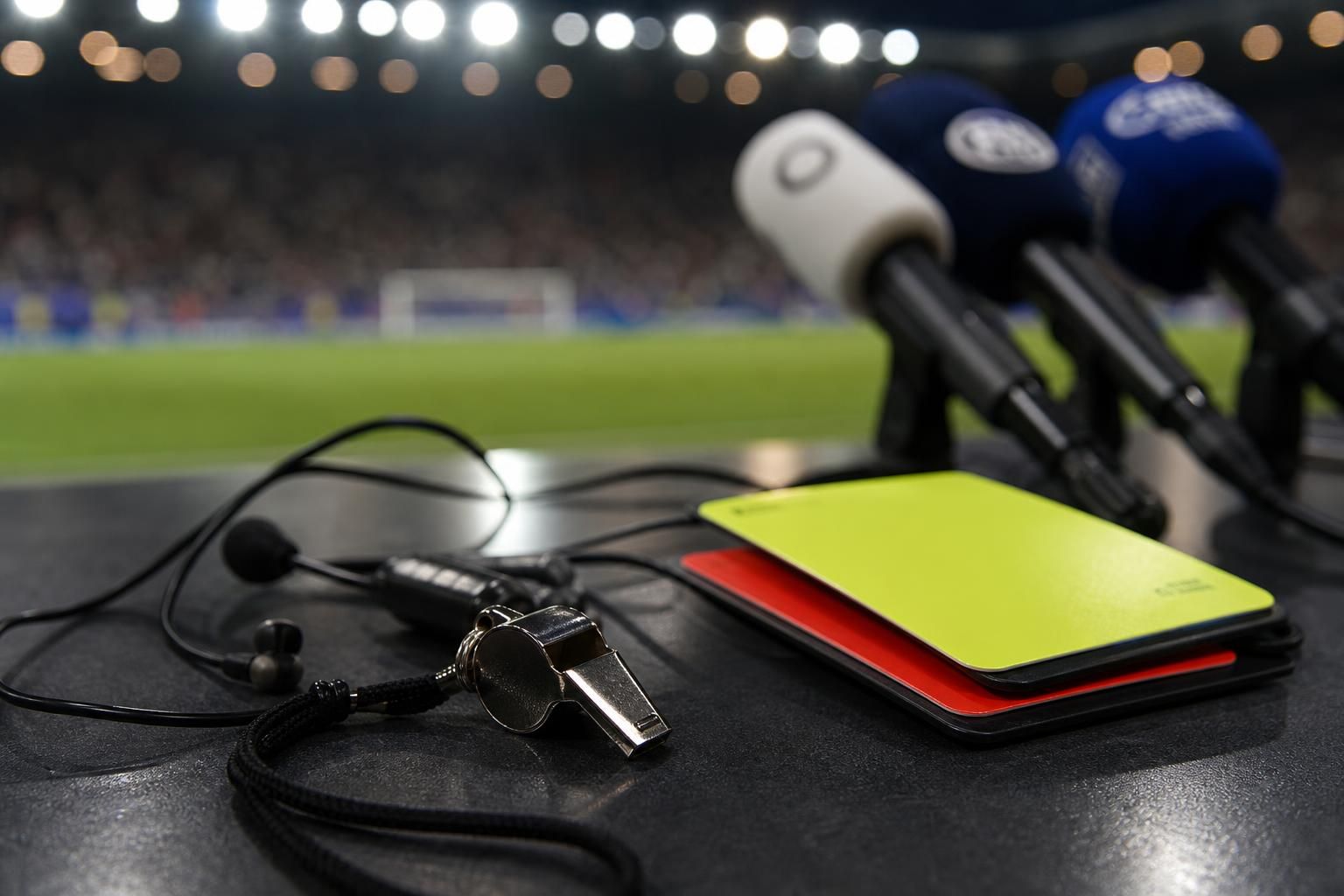 Scheidsrechtersmateriaal in een gespannen stadioncontext voor een grote internationale finale