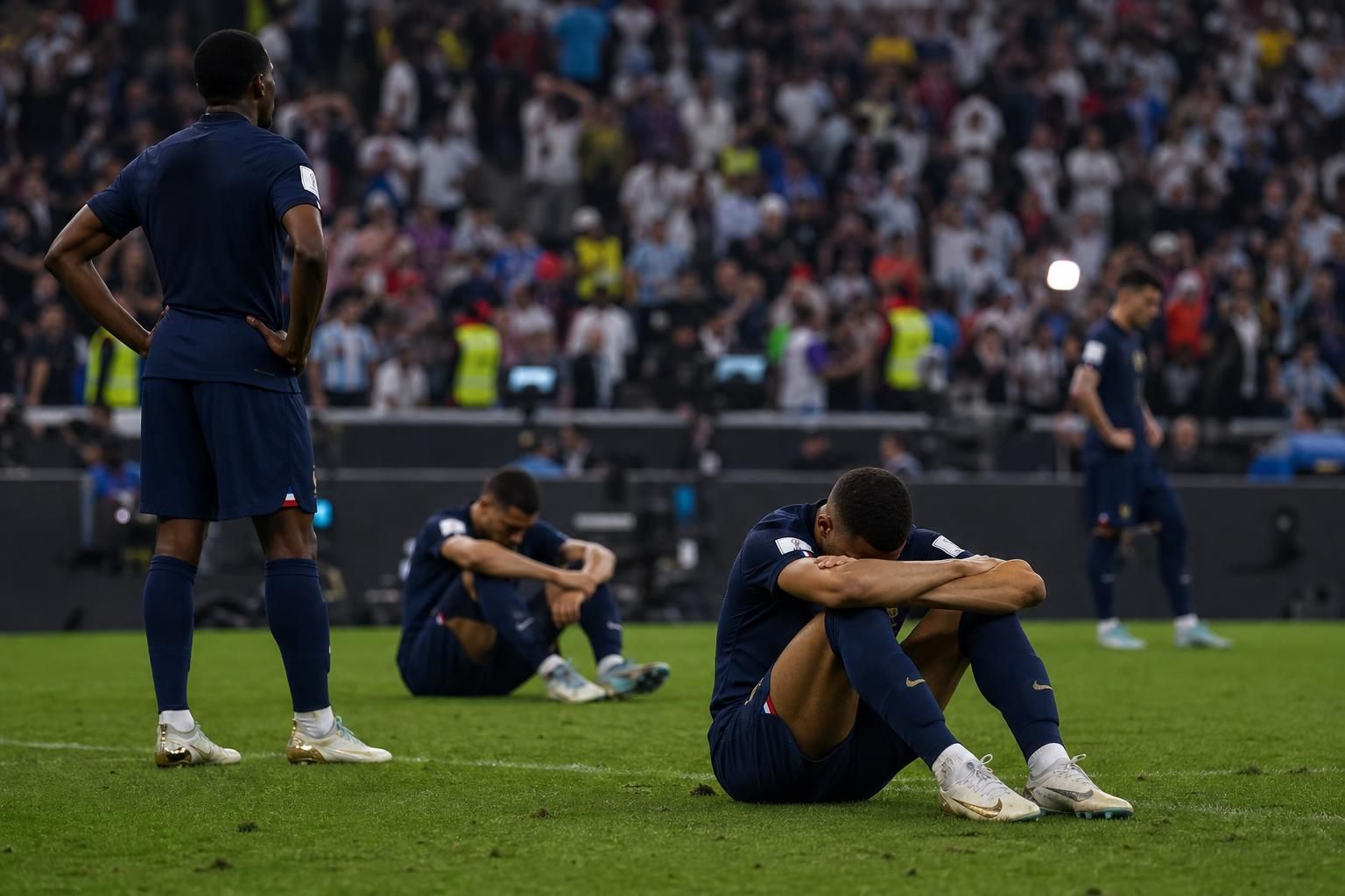 Franse spelers verwerken teleurstelling na de verloren troostfinale op het WK 2026