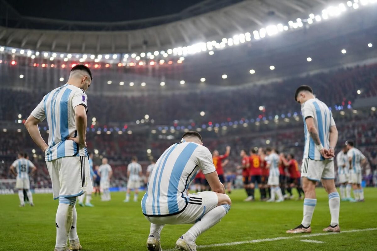 Argentijnse spelers tonen frustratie na de verloren WK-finale tegen Spanje