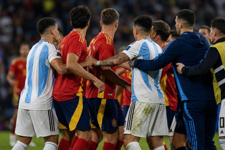 Opstootje na de WK-finale tussen Spanje en Argentinië.
