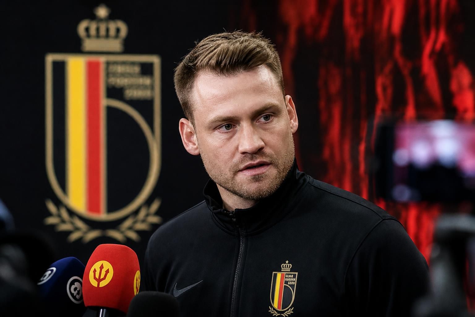 Simon Mignolet in een voetbalbondcontext rond de zoektocht naar een nieuwe bondscoach van de Rode Duivels