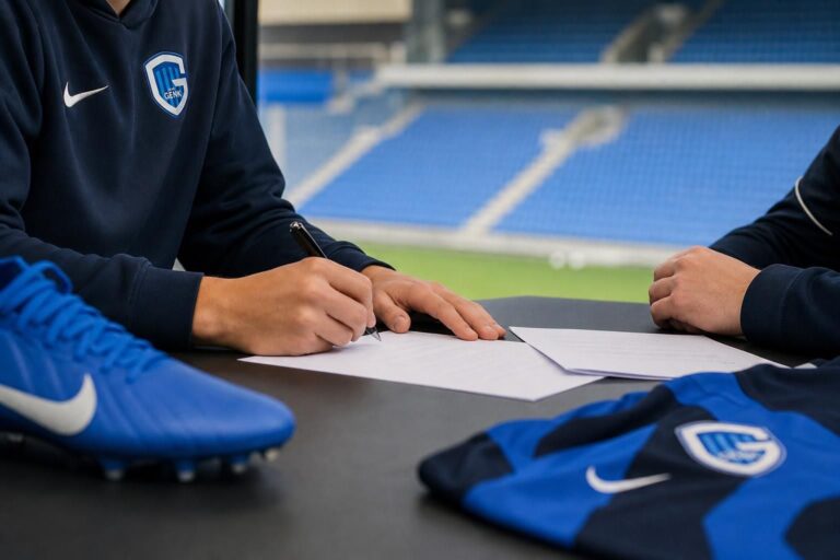 Academycontext bij KRC Genk rond het eerste profcontract van een jonge aanvaller