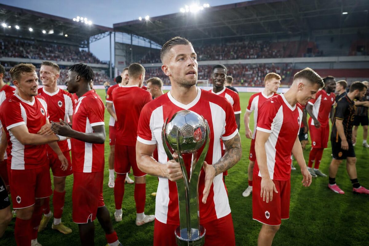 Historische reconstructie van Antwerp-spelers rond de Supercup op de Bosuil in 2023