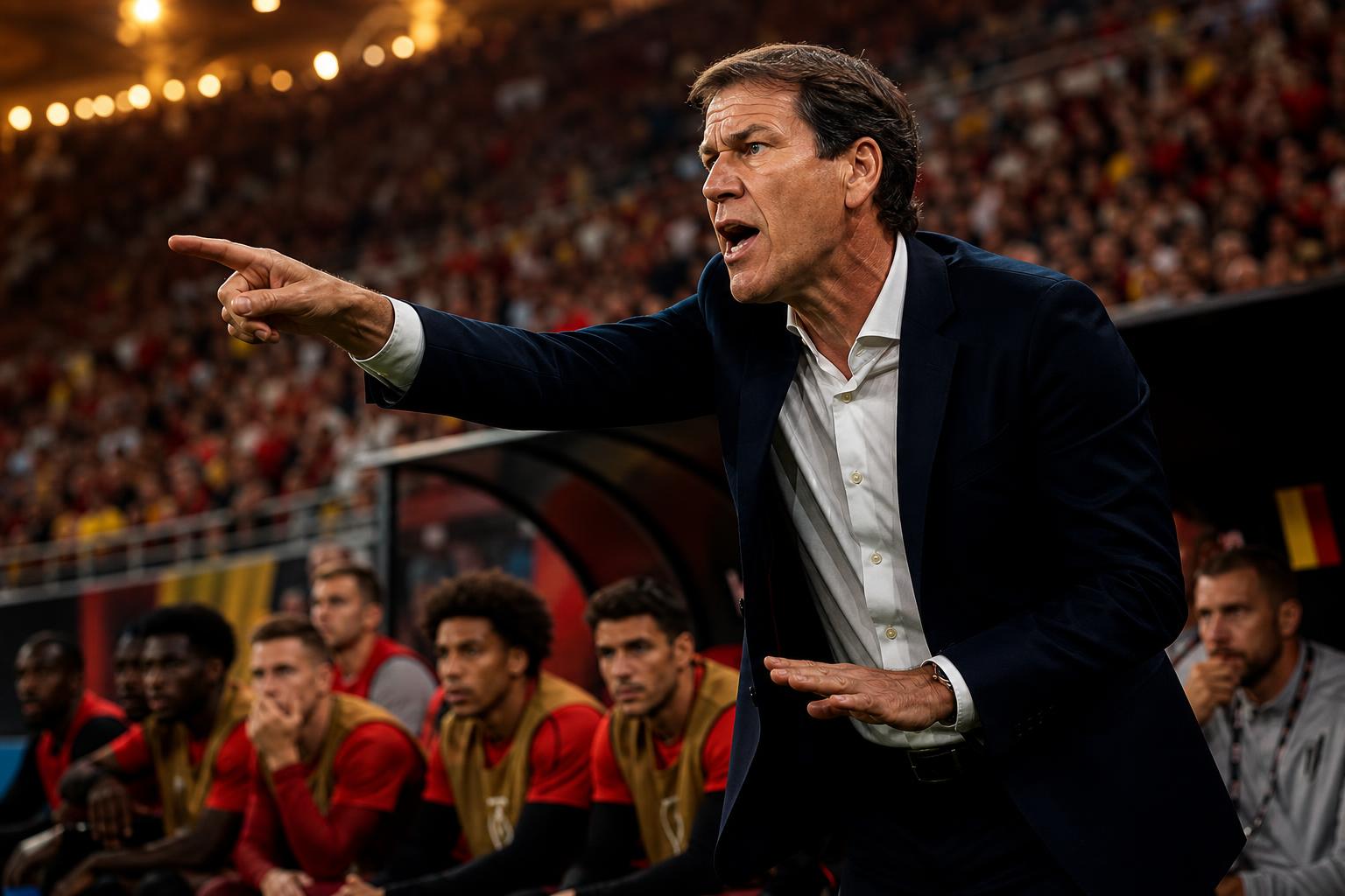 Rudi Garcia coacht gespannen langs de lijn tijdens het WK