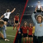 Pfaff verslagen door Hrubesch links, als Belgische EK-held rechts