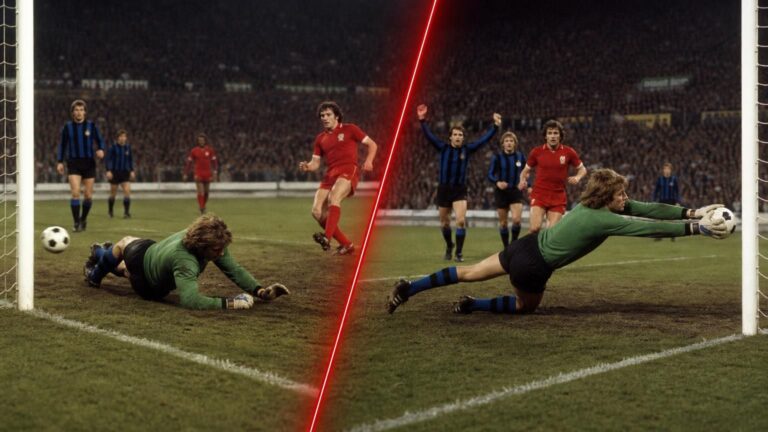 Birger Jensen incasseert links Keegans penalty en stopt hem rechts voor Club Brugge