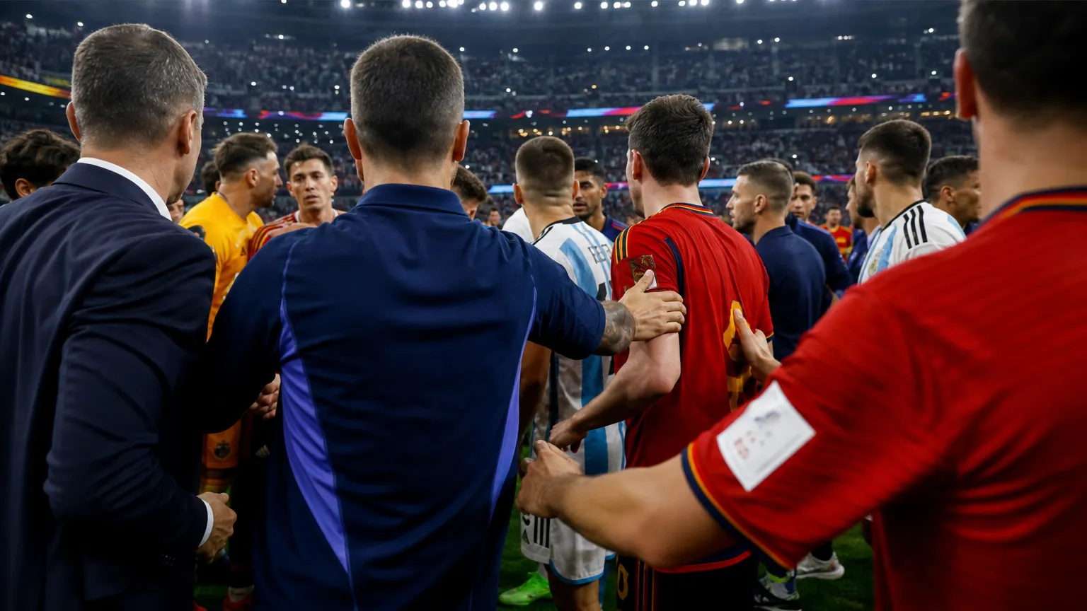 Gespannen sfeer na een WK-finale tussen Spanje en Argentiniƫ