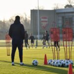Trainingscontext bij een voetbalacademie rond de overstap van Pascal De Maesschalck naar Arsenal