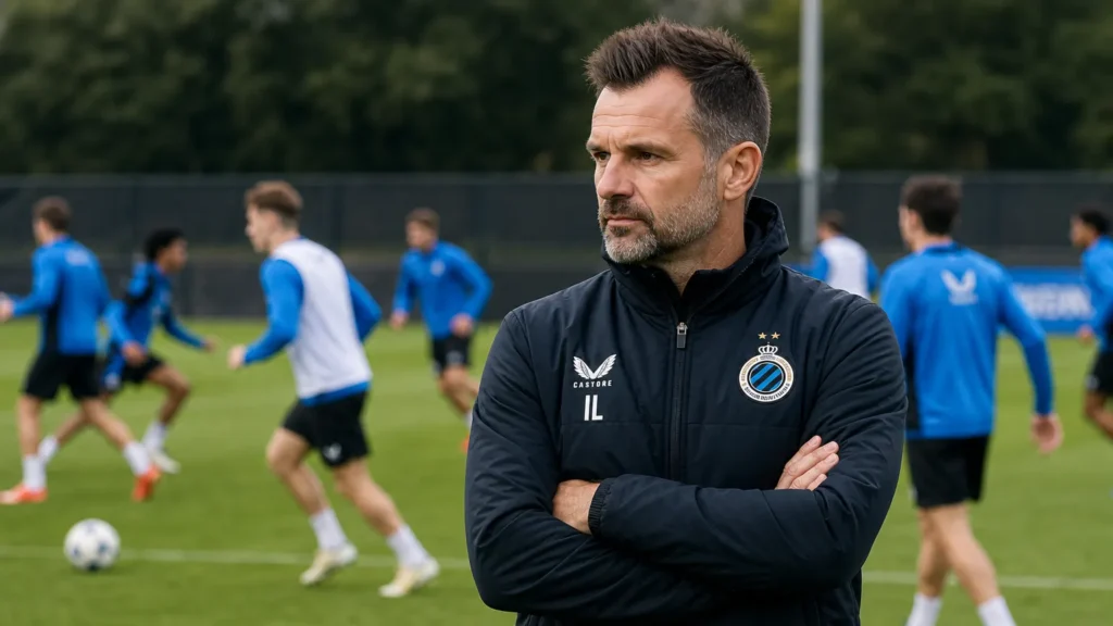ivan-leko-basiself-supercup-club-brugge Ivan Leko observeert een training van Club Brugge langs de zijlijn.
