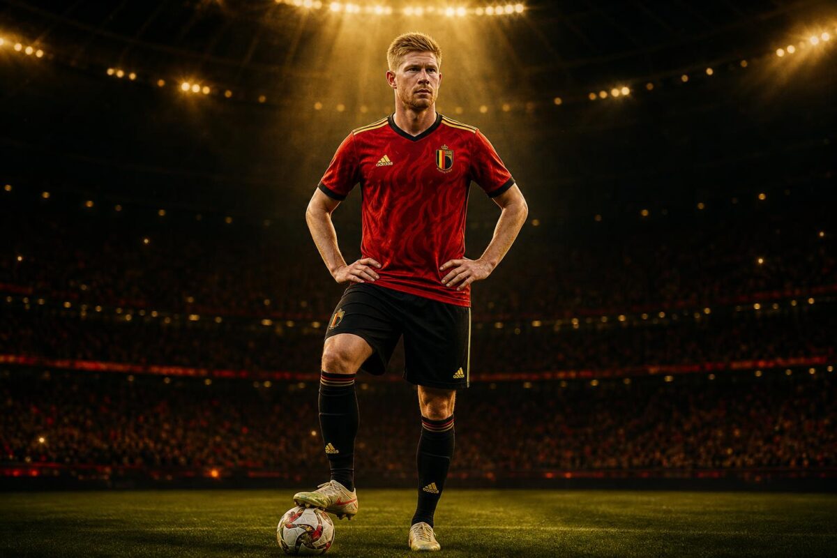 Kevin De Bruyne als geconcentreerde Belgische spelmaker tijdens een WK-context