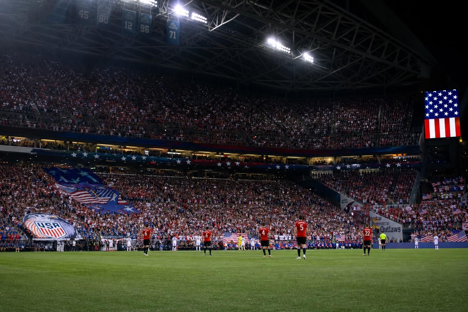 Een geladen stadionomgeving in Seattle voor de WK-achtste finale tussen Belgiƫ en de Verenigde Staten.